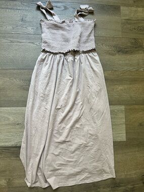 Light Mauve Smocked Nursing Dress